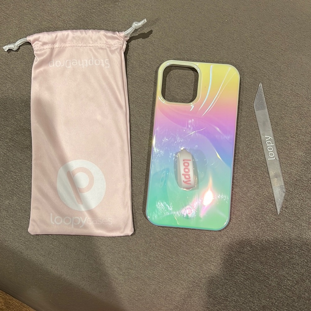 LoopyCase iPhone Pro Max 12 Pearl-Iridescent Edition with Breast Cancer 💗 Loop